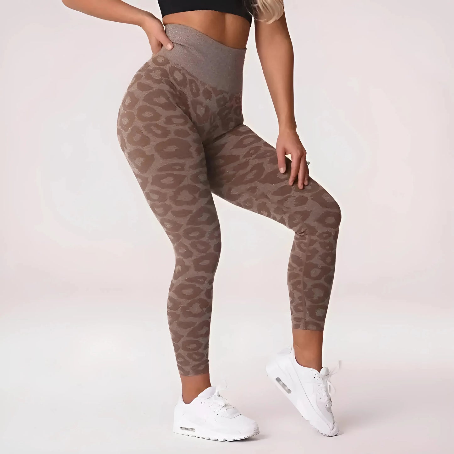 Leggings Sportivi Donna con Stampa Leopardo