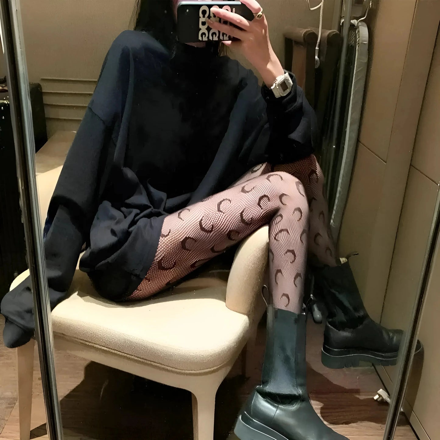 Collant da donna con stampa lunare