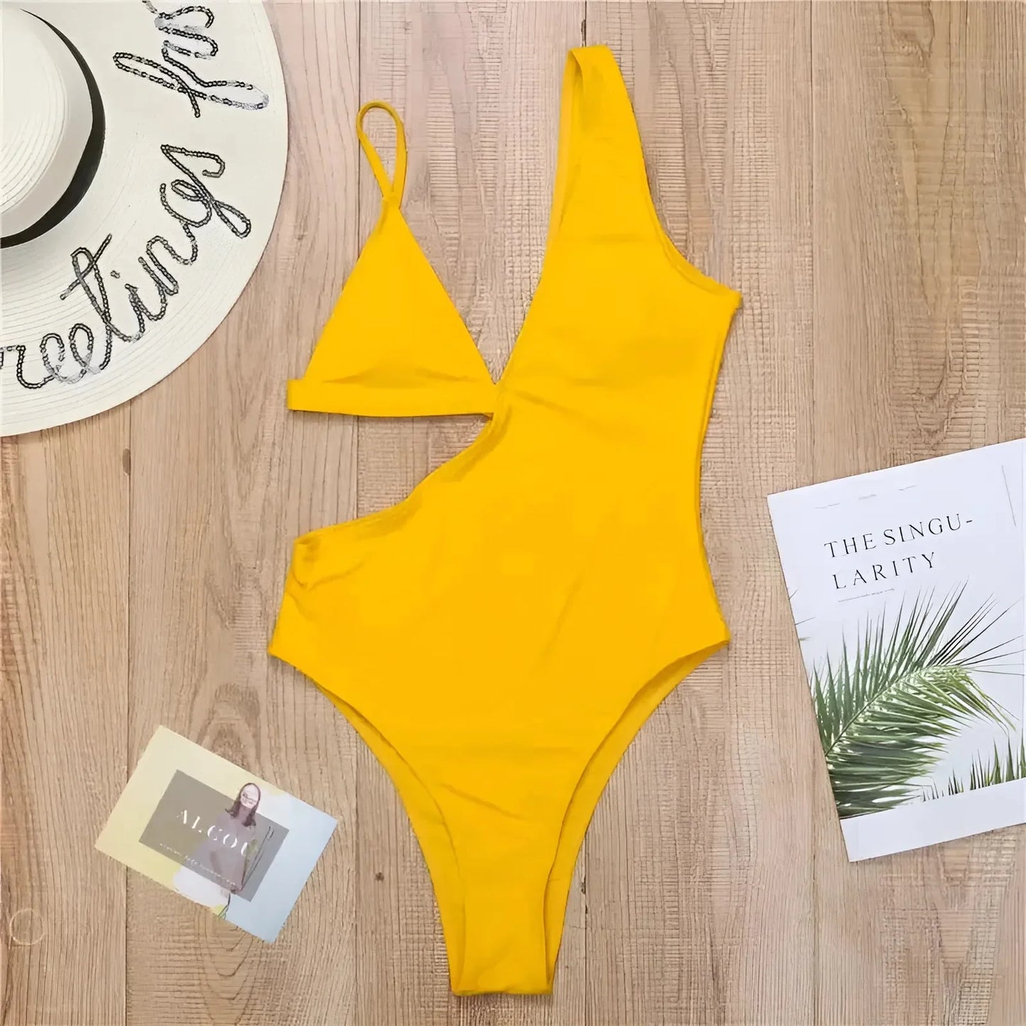 Giallo Costume da bagno intero asimmetrico