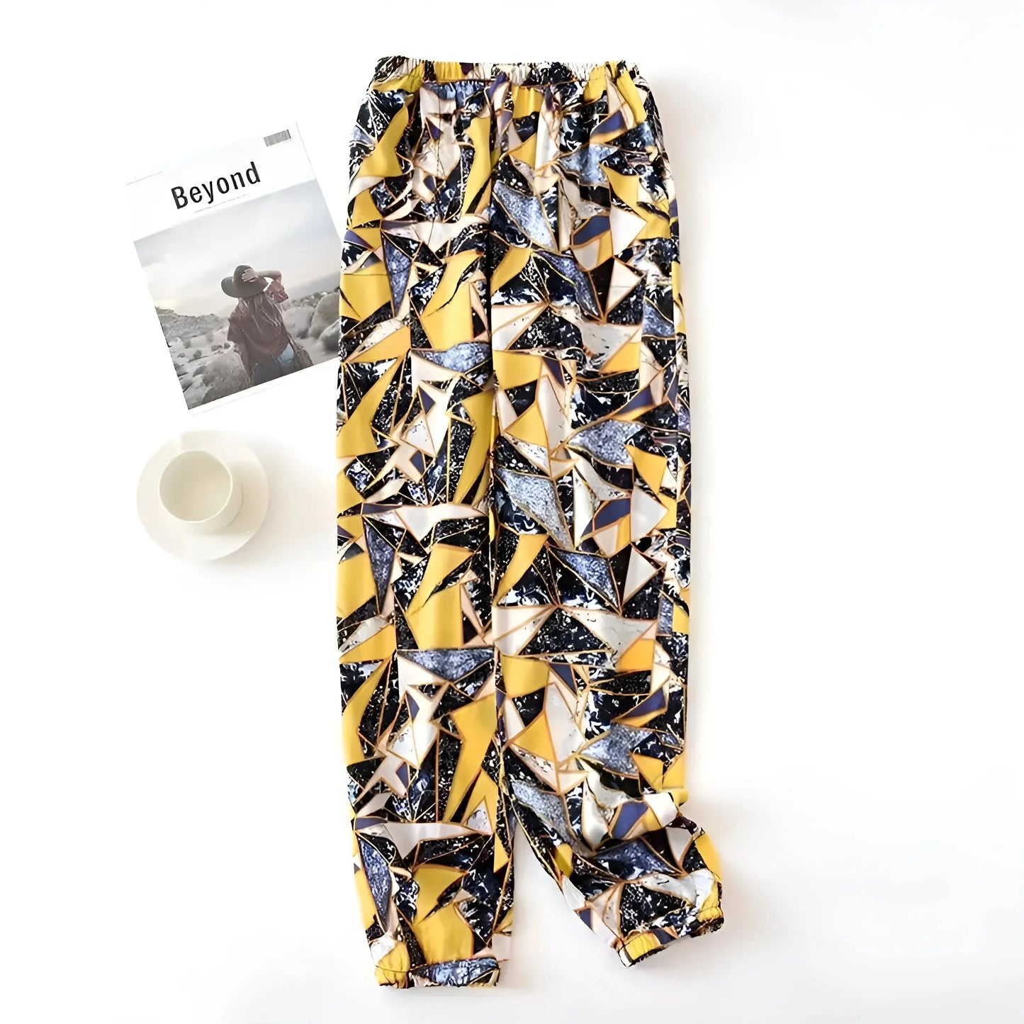 Giallo Pantaloni da pigiama a fantasia colorata