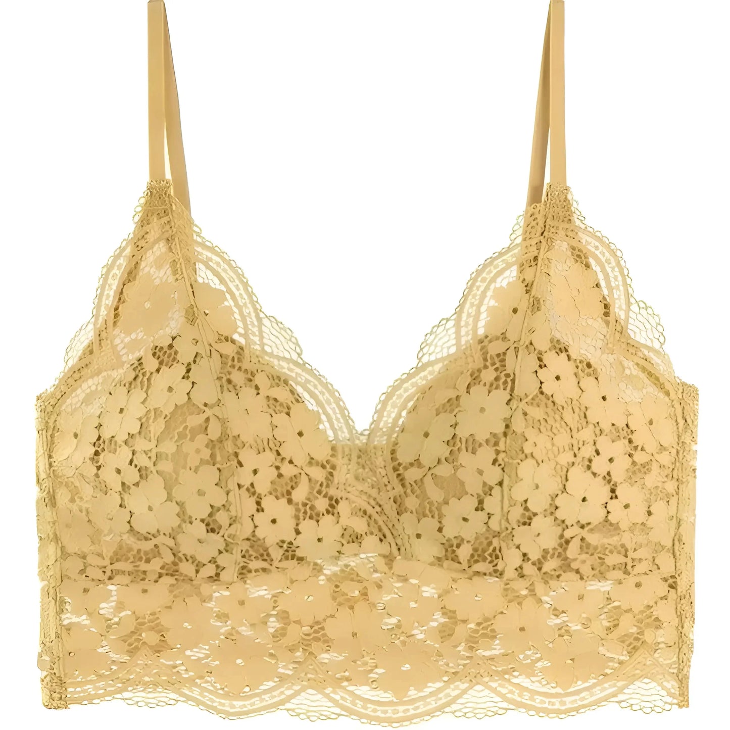 Giallo Bralette in pizzo con spalline sottili