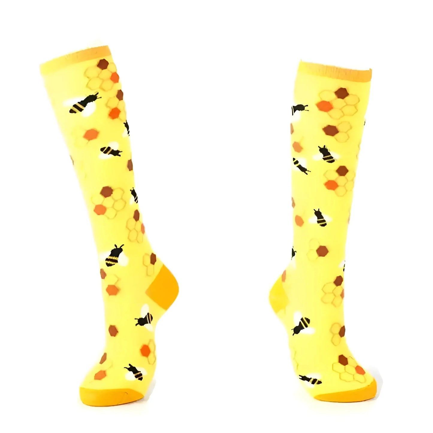 Giallo Calze Lunghe con Motivi Colorati