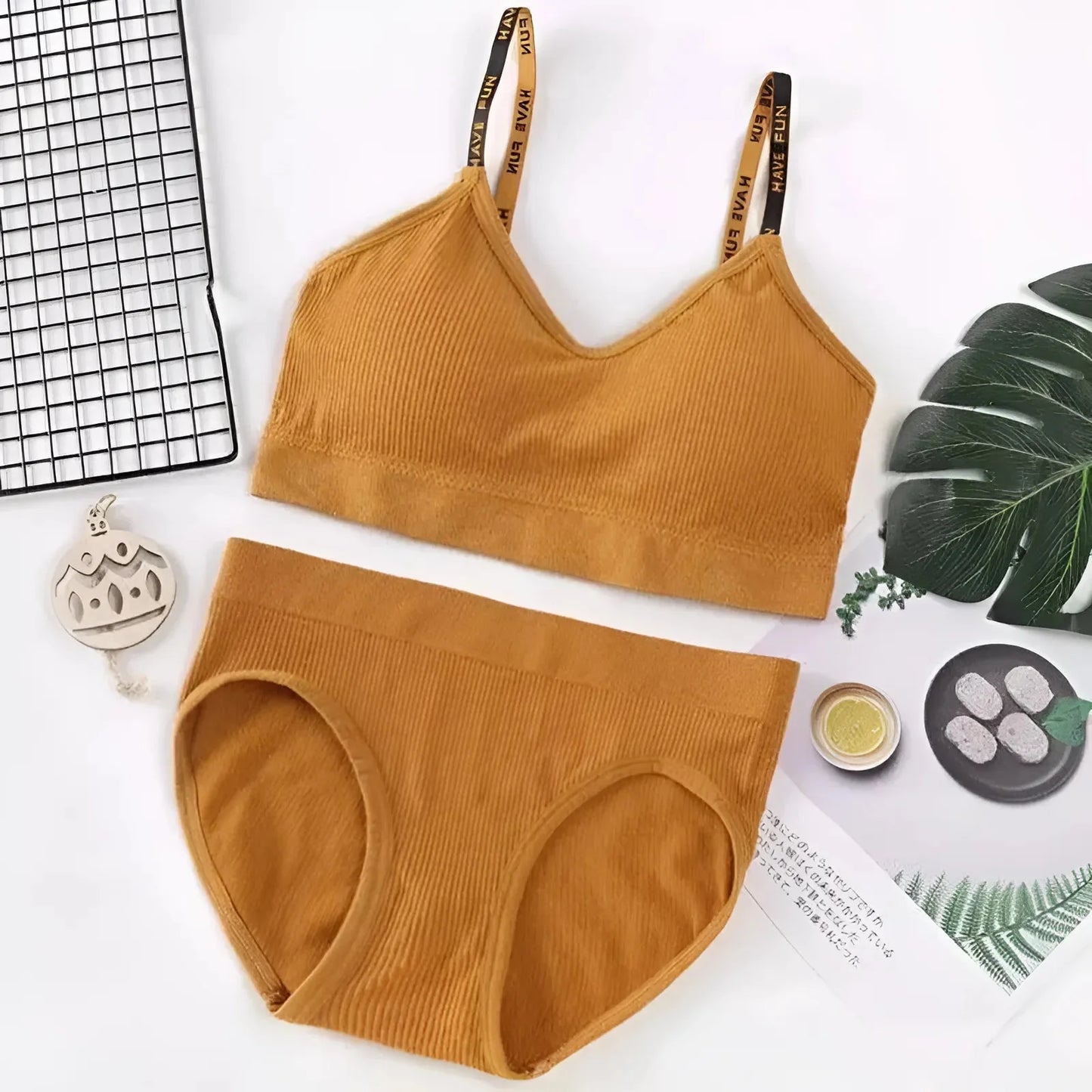 Giallo Set di Lingerie Universale per Donna