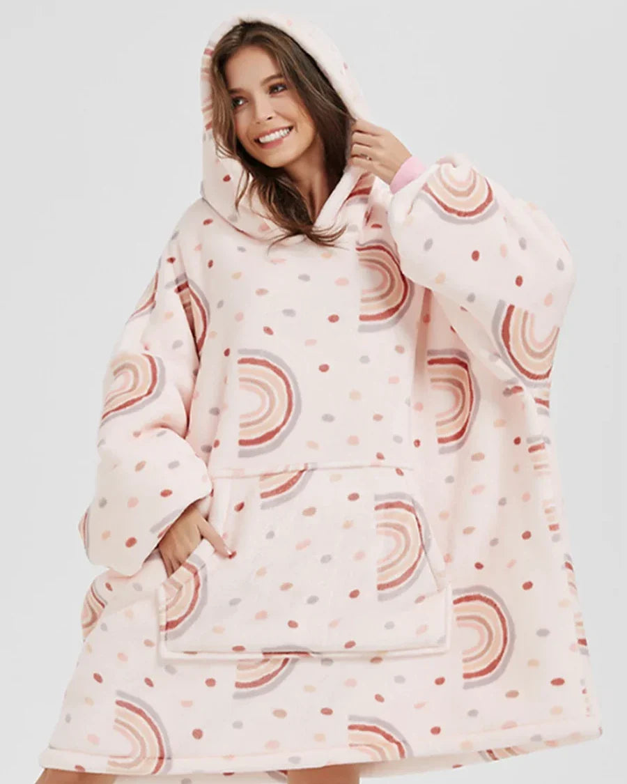 Felpa oversize in peluche con cappuccio e tasca