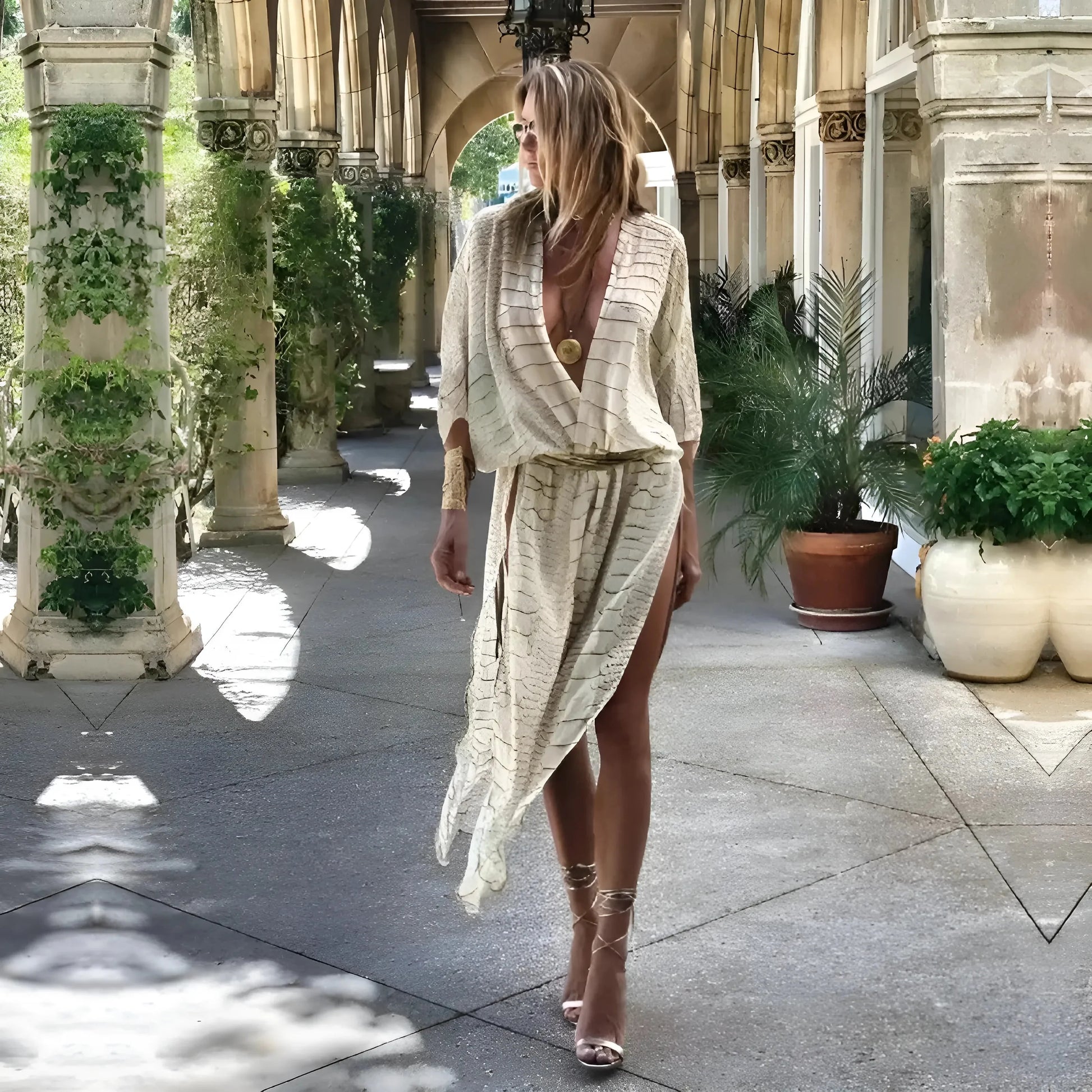  Kimono da Spiaggia con Stampa Animale