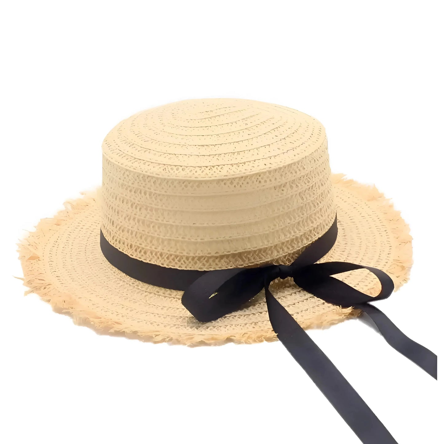 Beige Cappello da spiaggia con fiocco