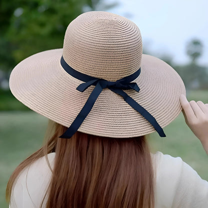 Beige Cappello da spiaggia con fiocco