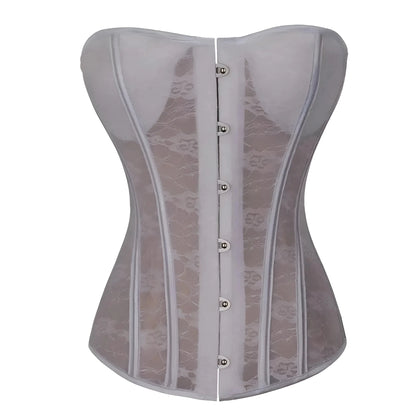 Beige Corsetto Donna Senza Spalline con Pizzo