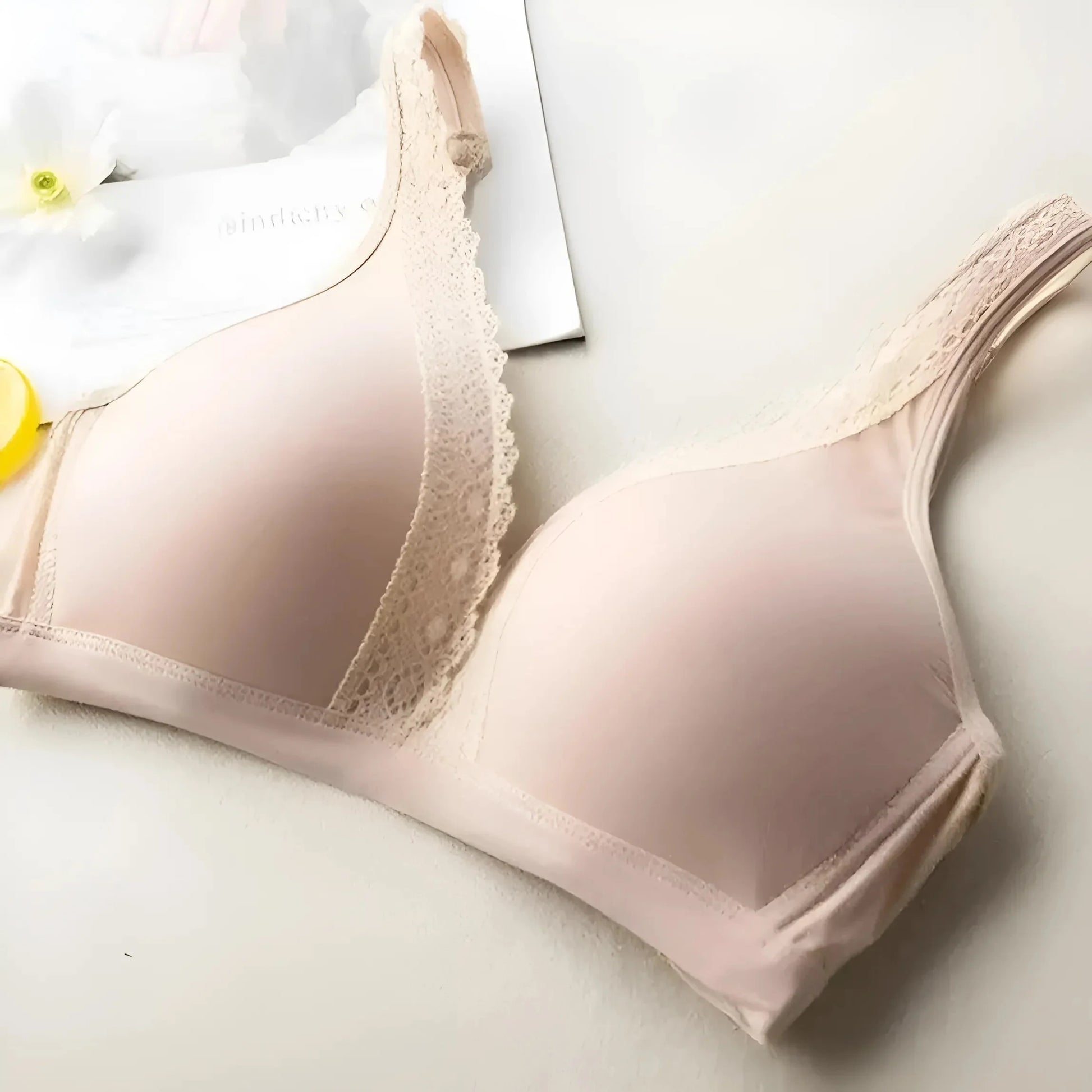 Beige Reggiseno a triangolo in pizzo