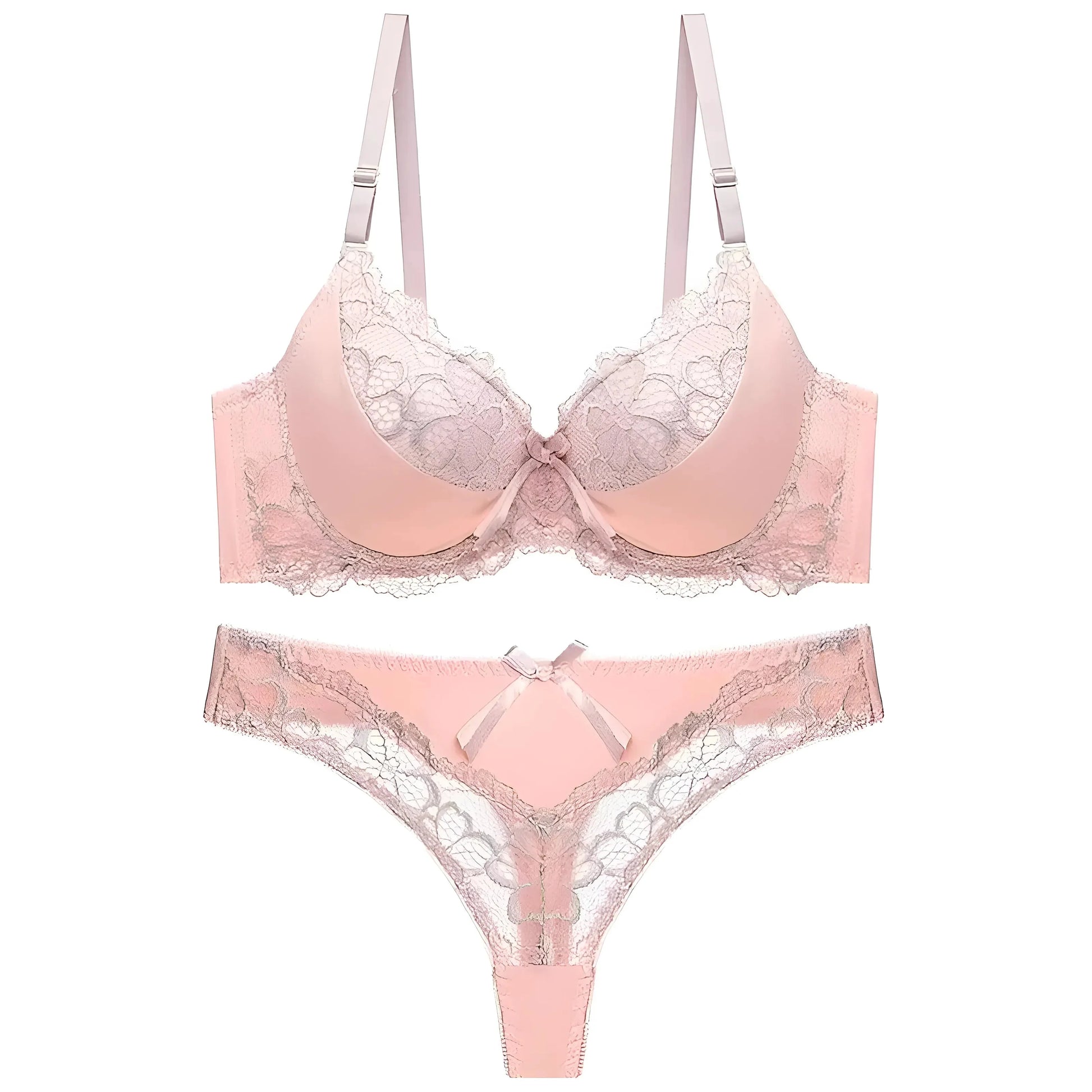 Beige Set di Lingerie con Pizzo