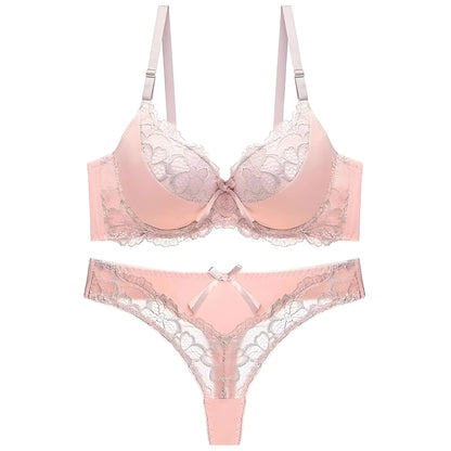 Beige Set di Lingerie con Pizzo