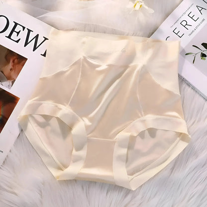 Beige Mutandine in Satin a Vita Alta