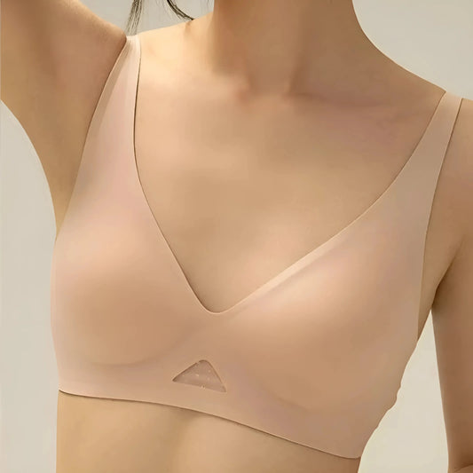 Beige Reggiseno a Coppa Triangolare Senza Cuciture