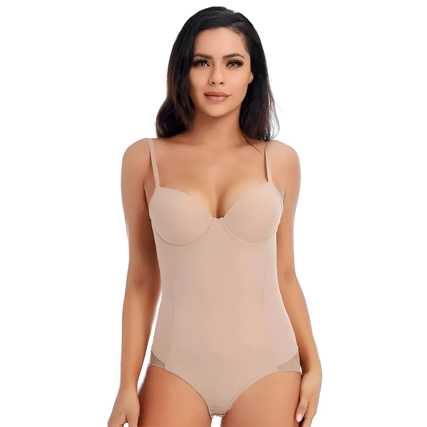 Beige Shaper Corpo Snellente con Dettagli in Rete