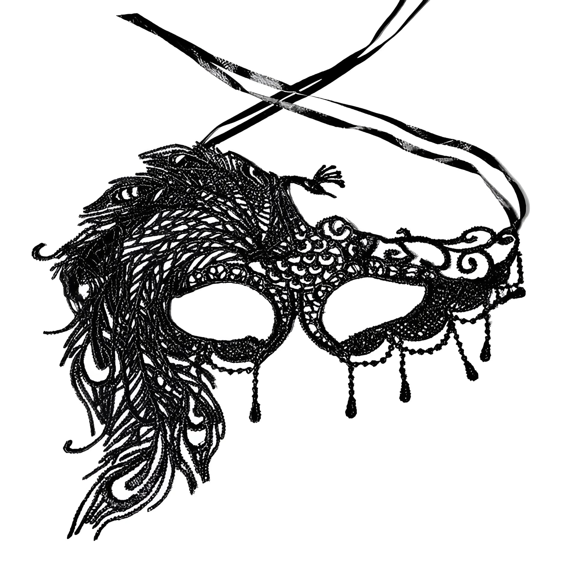 Nero Maschera in pizzo asimmetrica