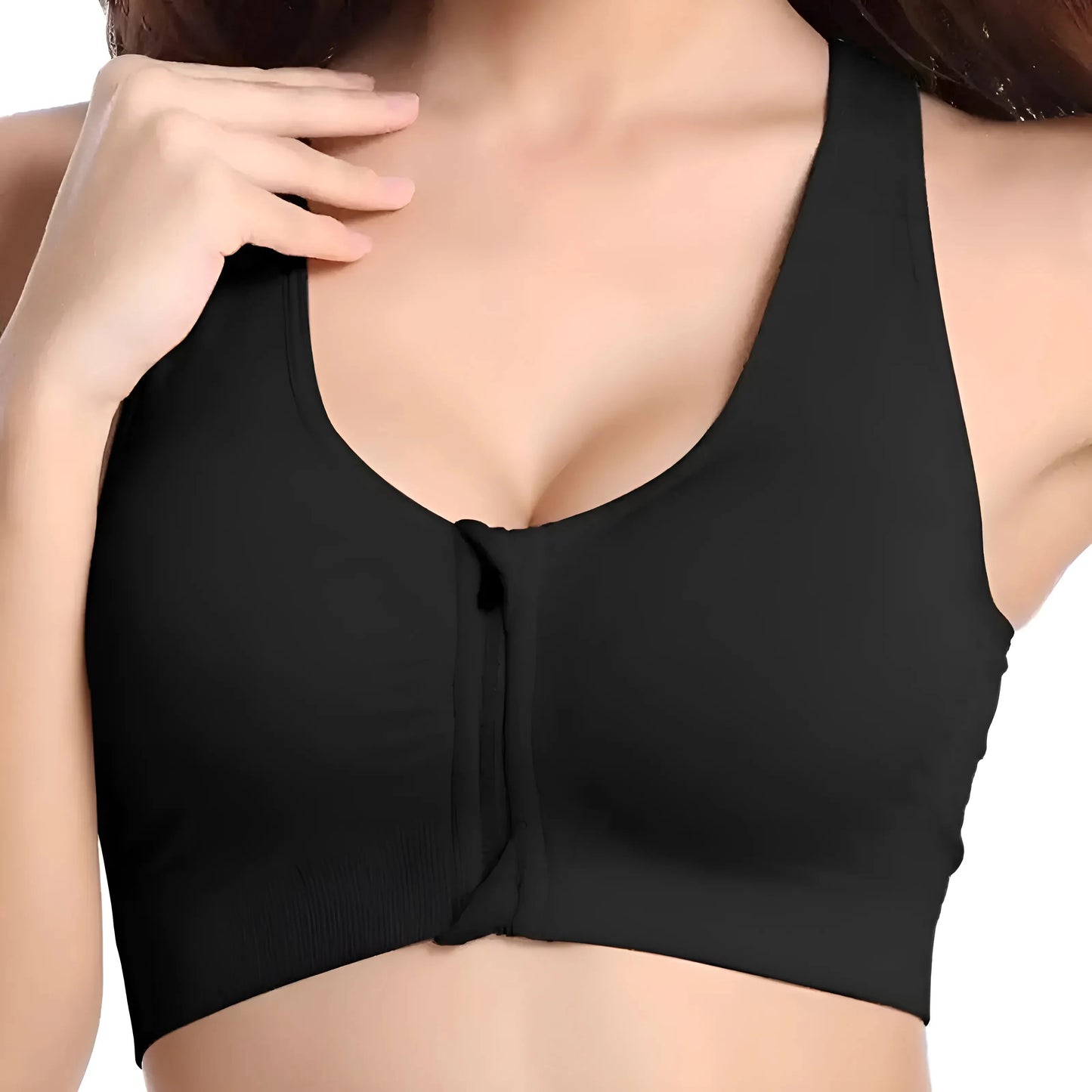 Nero Reggiseno Sportivo Traspirante con Chiusura a Zip