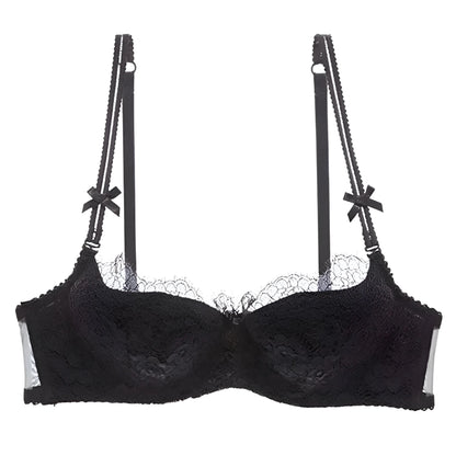 Nero Reggiseno in pizzo con fiocchi