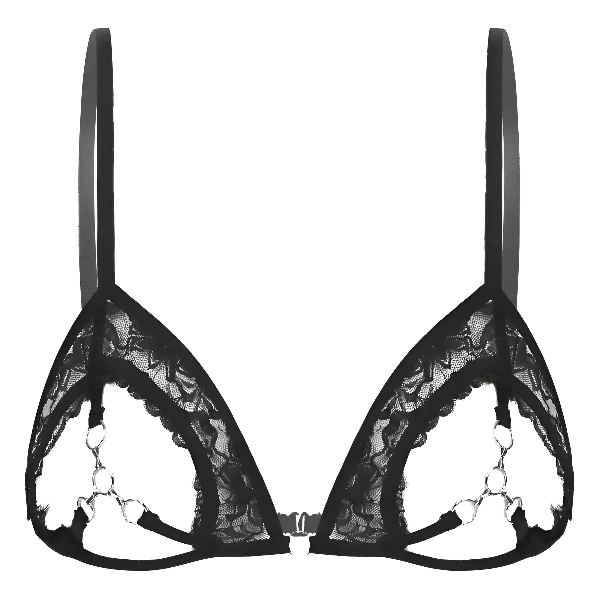 Nero Reggiseno in pizzo con dettagli a taglio