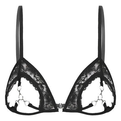 Nero Reggiseno in pizzo con dettagli a taglio
