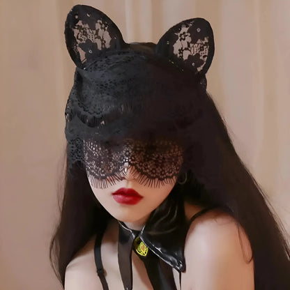 Nero Maschera per gli occhi in pizzo con design a goccia