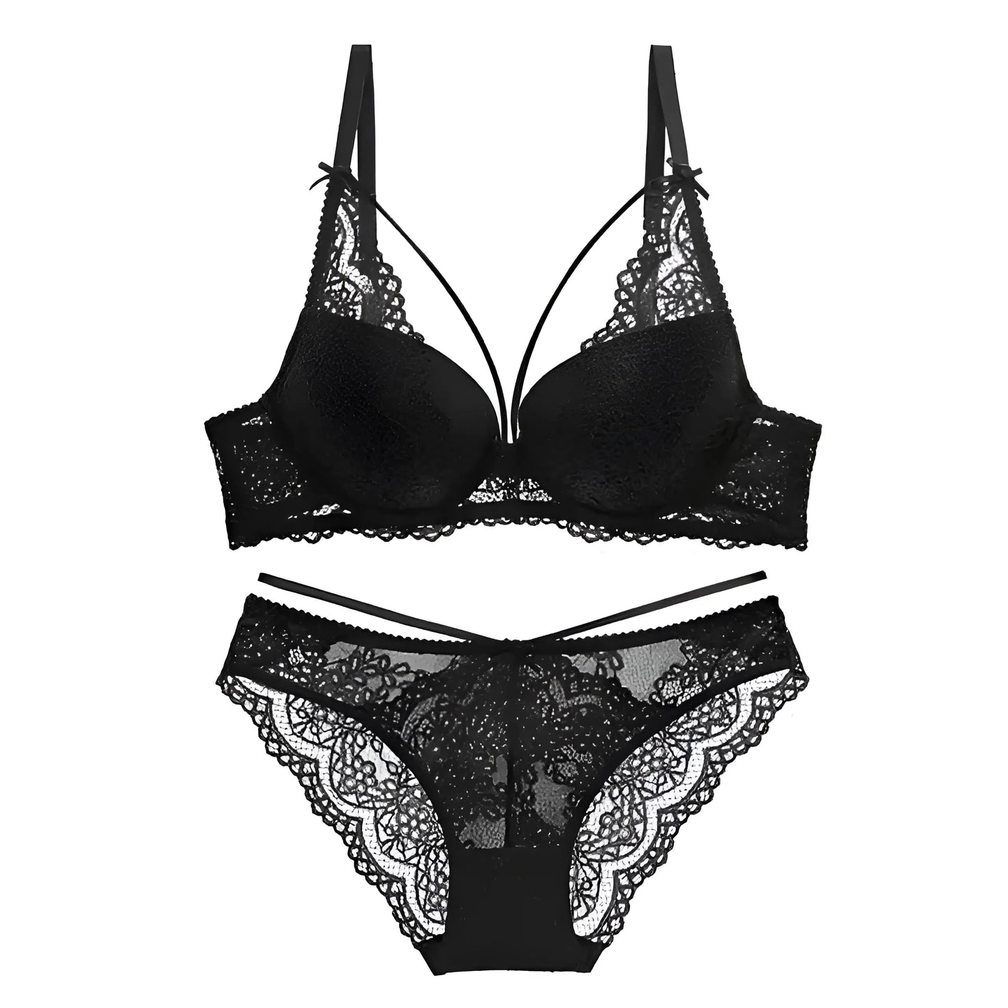 Nero Set di Lingerie in Pizzo