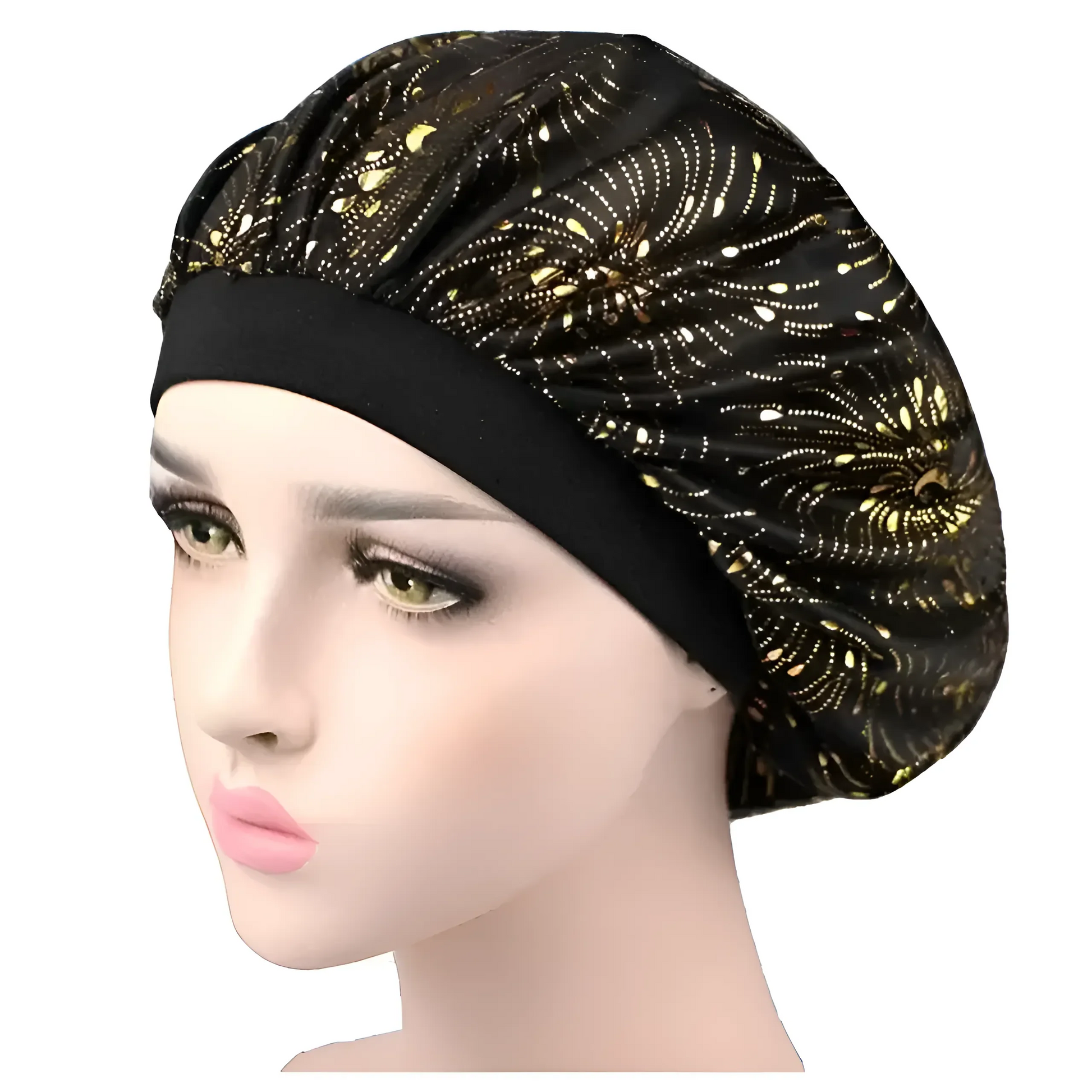 Nero Cappello da notte con decorazioni metalliche