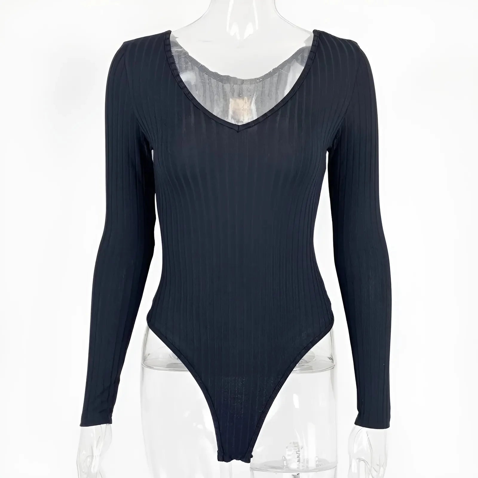 Nero Body a righe con scollatura a V profonda