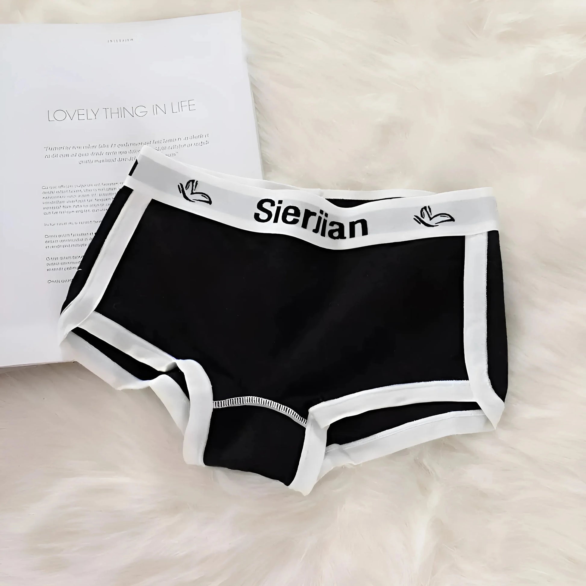 Nero Boxer da donna con piping