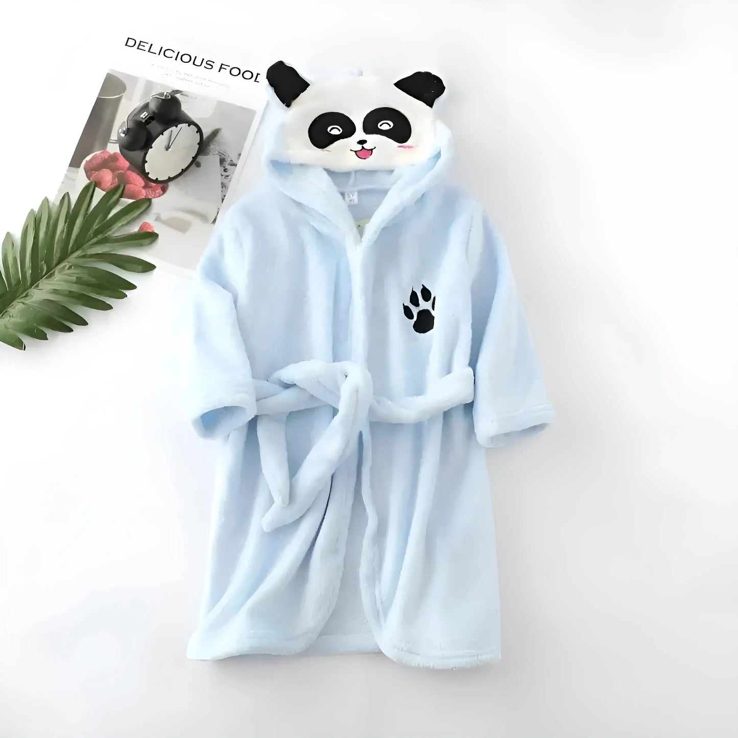 Blu Accappatoio per Bambini con Stampa Panda