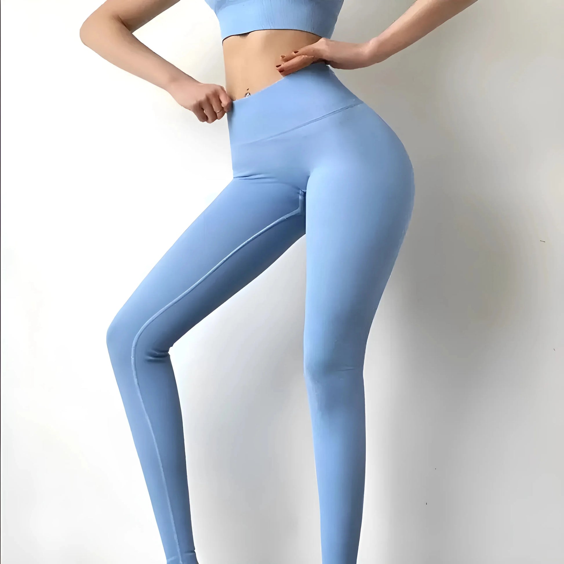 Blu Leggings Donna Classici a Vita Alta