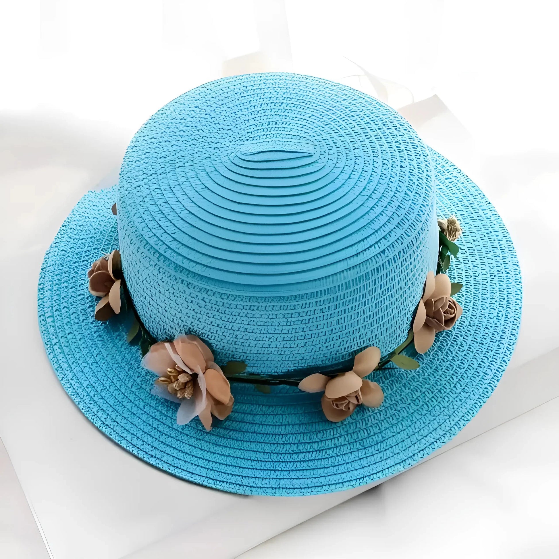 Blu Cappello da Spiaggia Floreale