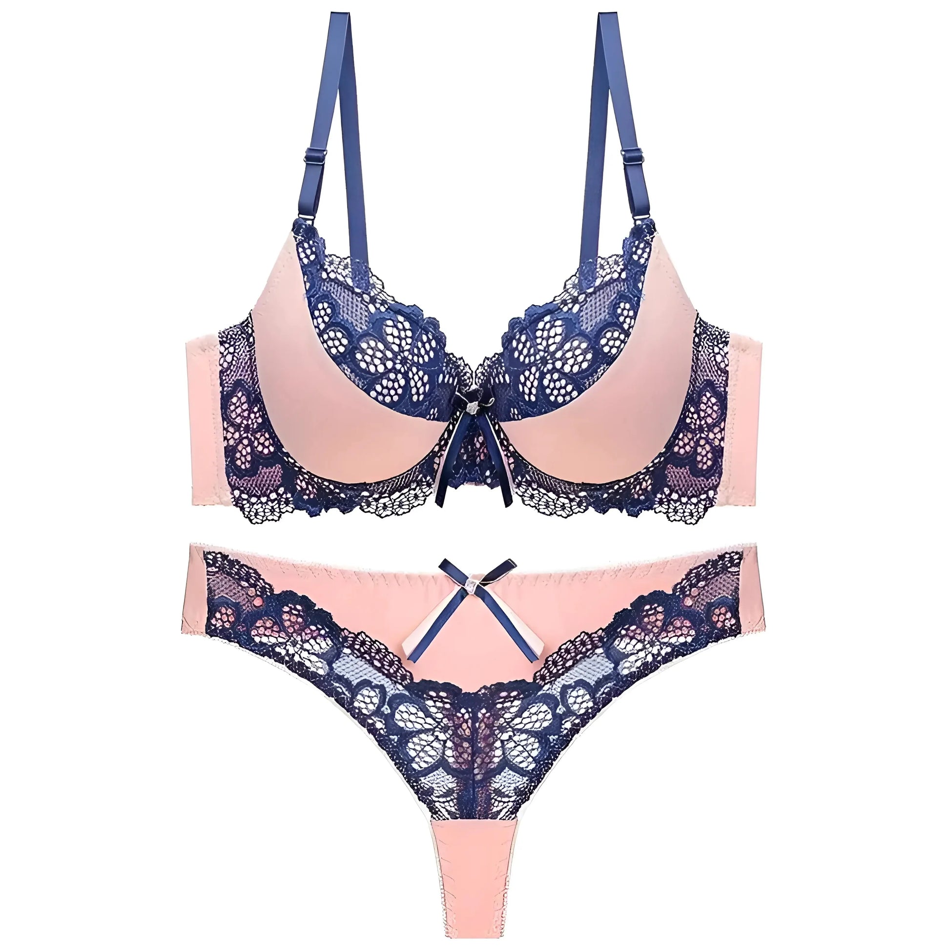 Blu Set di Lingerie con Pizzo