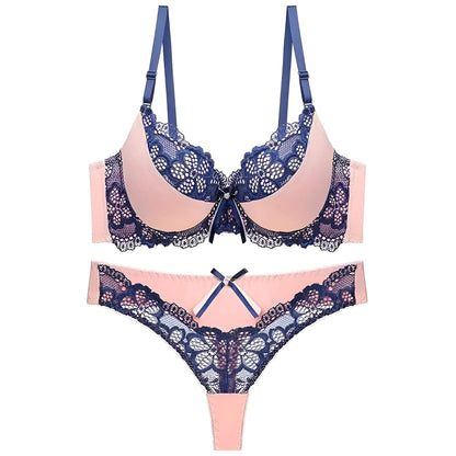 Blu Set di Lingerie con Pizzo