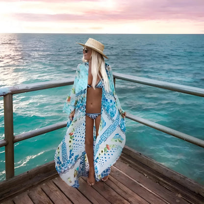 Blu Kimono Long Beach in Motivi Colorati