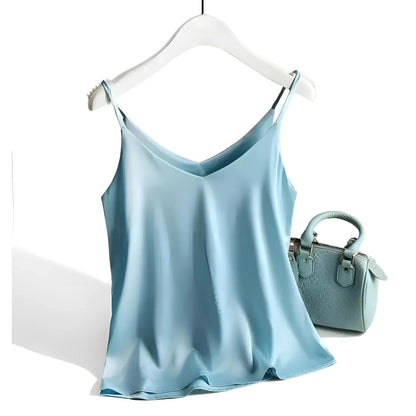 Blu Camisola in seta satinata da donna