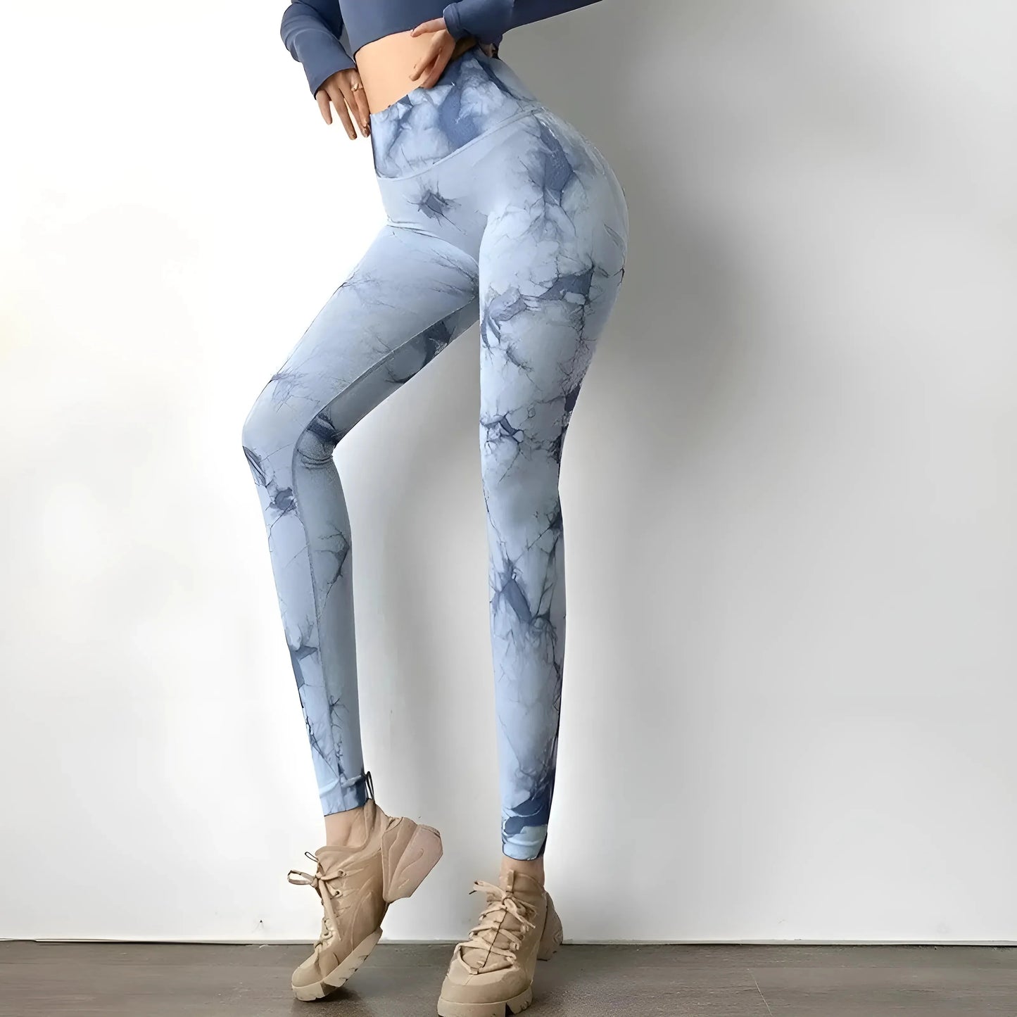 Blu Leggings da donna con motivo decorativo