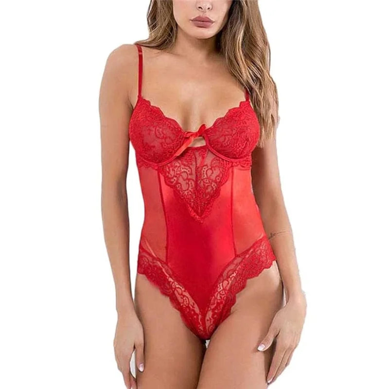 Body in pizzo universale - rosso / s