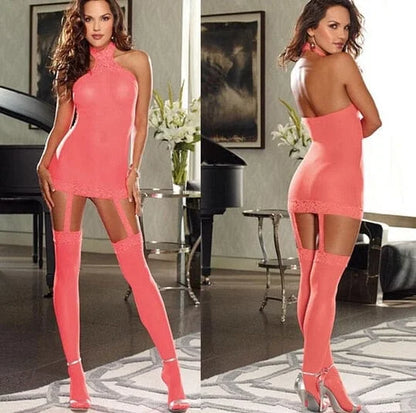 Bodystocking con calze - rosa / universale