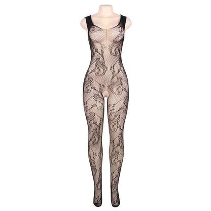 Bodystocking con motivo in pizzo - nero / universale