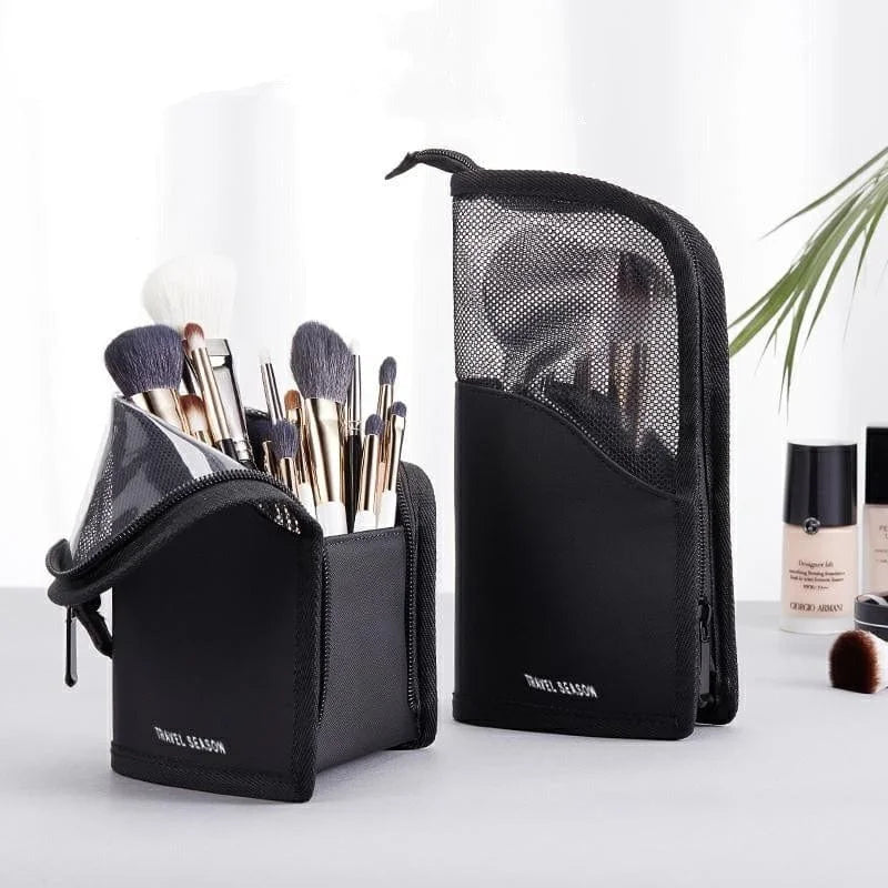 Borsa cosmetica verticale per pennelli - nero