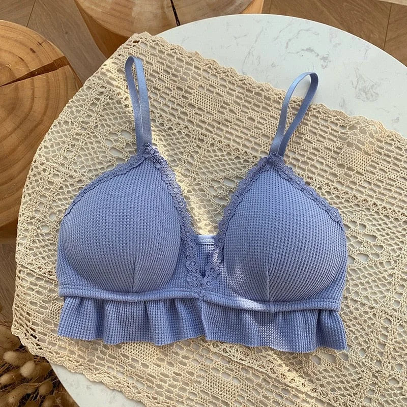 Bralette di pizzo con volant - blu / universale