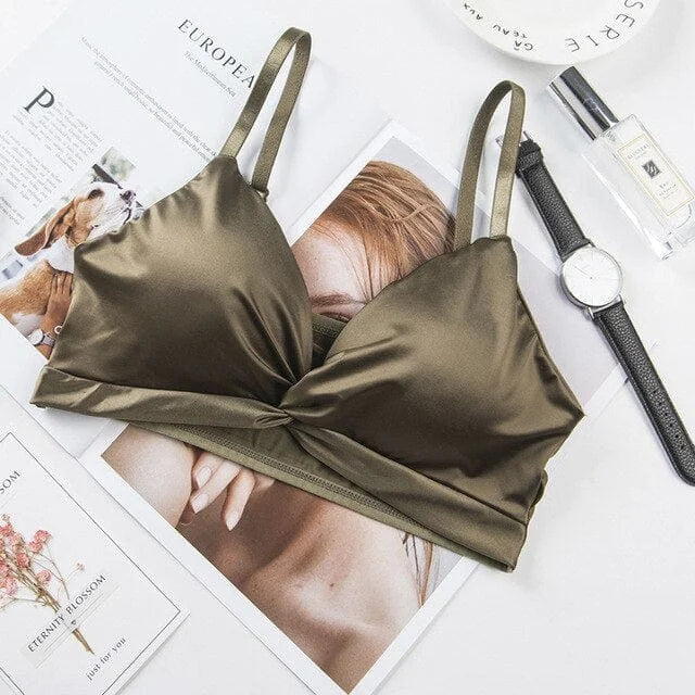 Bralette di raso - verde / universale