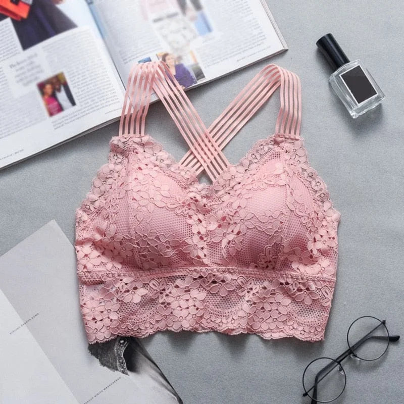 Bralette in pizzo a forma di top - rosa / universale