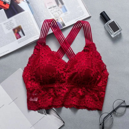 Bralette in pizzo a forma di top - rosso / universale