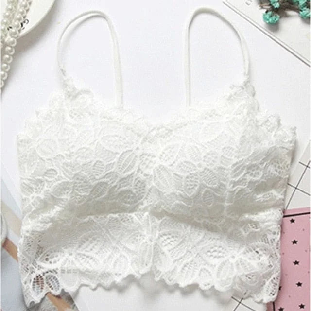 Bralette in pizzo con push-up e fondo abbassato - bianco / universale