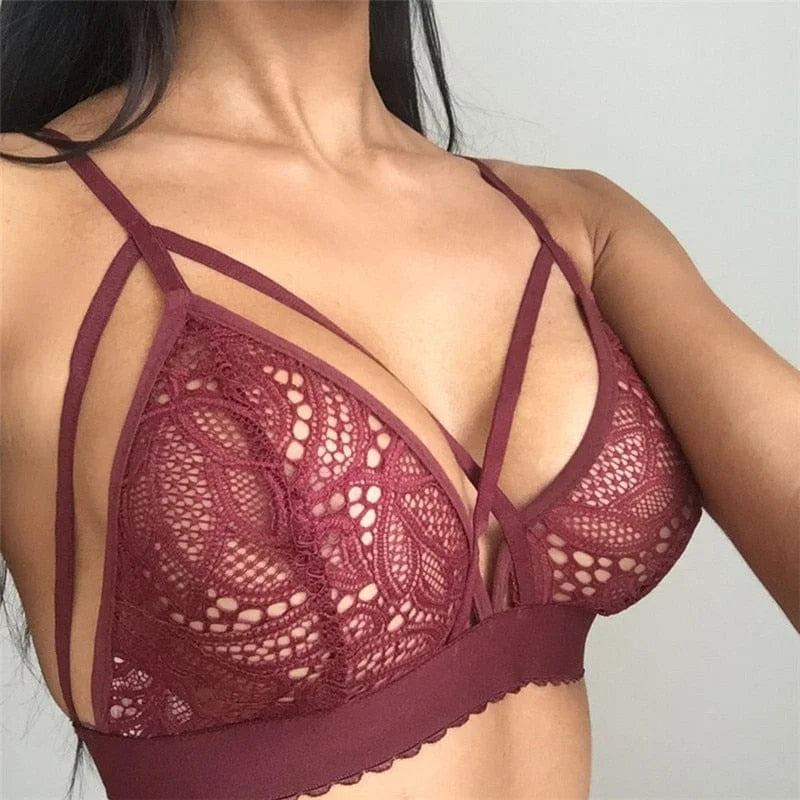 Bralette in pizzo con spalline decorative