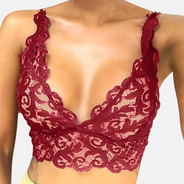 Bralette in pizzo - rosso / s