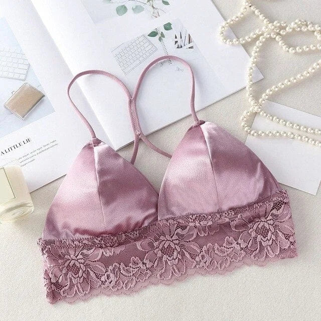 Bralette in raso - rosa / universale