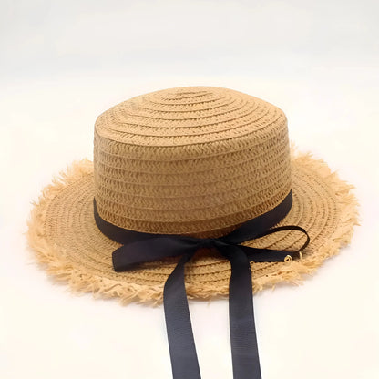 Marrone Cappello da spiaggia con fiocco