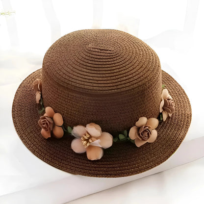 Marrone Cappello da Spiaggia Floreale